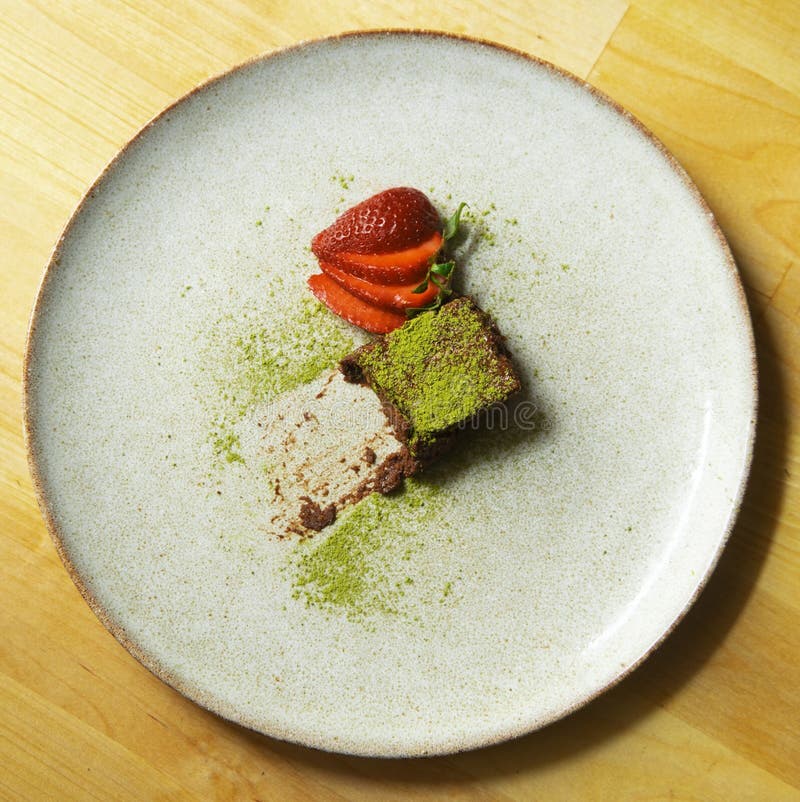 Matcha Green Tea Chocolate Sponge Cake. Stock Photo Image of