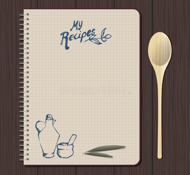 https://thumbs.dreamstime.com/b/recipe-notebook-graph-hand-drawn-text-oilcan-mortar-olive-leaves-spoon-fork-recipe-notebook-graph-hand-drawn-text-104602636.jpg