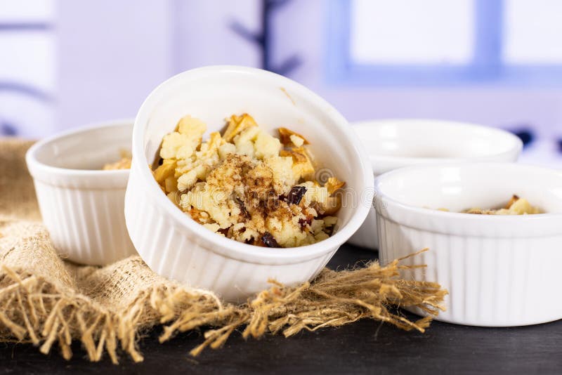 Recipe Step by Step Crumble with Fruits with Blue Window Stock Photo Image of bright, dish