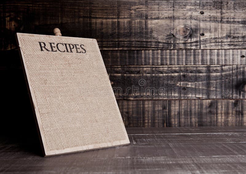 Recipes Linen Kitchen Wooden Board for Kitchen Stock Photo Image of