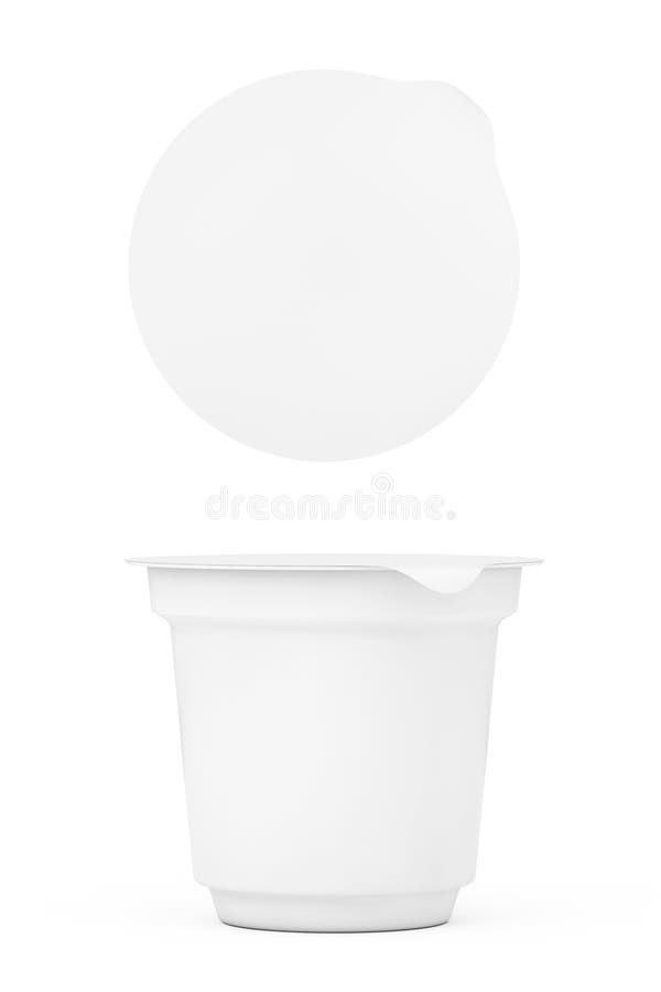 Recipientes de empacotamento brancos vazios para o iogurte, o gelado ou o Desser foto de stock Recipientes de empacotamento brancos vazios para o iogurte, o gelado ou o Desser foto de stock