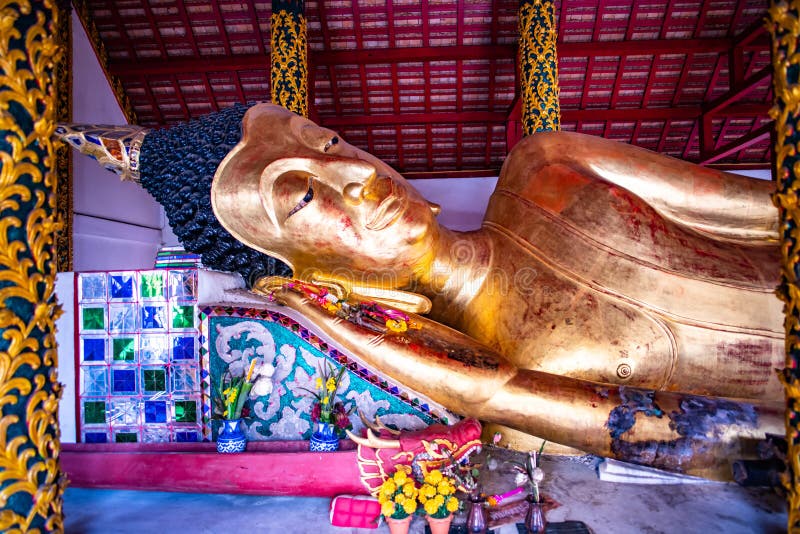 Reclining Buddha in Pong Sanuk Temple Stock Image - Image of famous ...