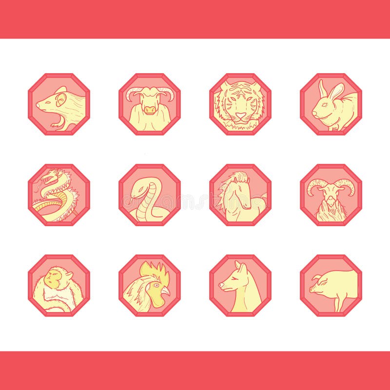 collecton of chinese zodiac signs. Vector illustration decorative design. collecton of chinese zodiac signs. Vector illustration decorative design