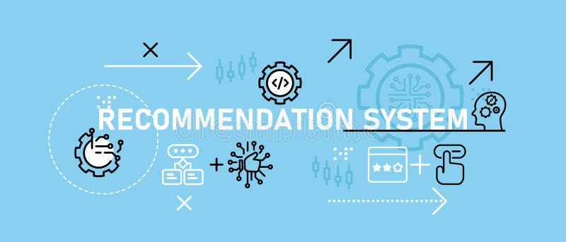 Recommendation system conceptual data programming management machine suggestion review recommend software technology vector illustration