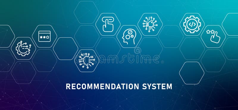 Recommendation system gradient header future technology smart machine learning rating star rating review programming AI vector illustration
