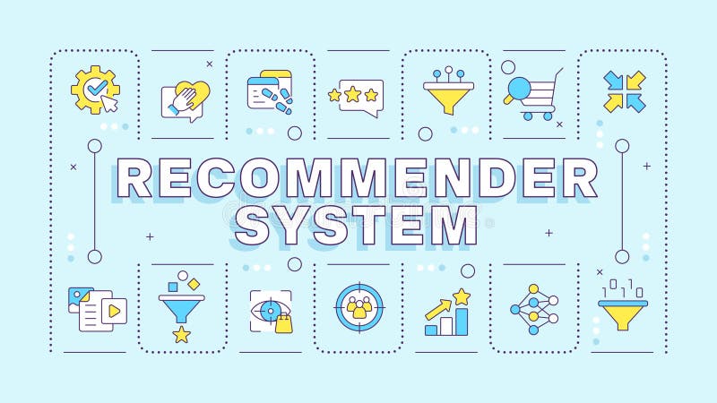 Recommender system soft blue word concept vector illustration