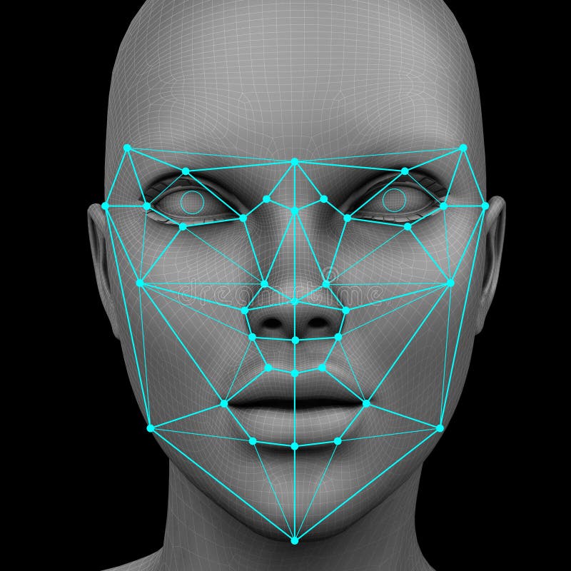 Reconnaissance faciale biométrique sans cheveux illustration libre de droits Reconnaissance faciale biométrique sans cheveux illustration libre de droits