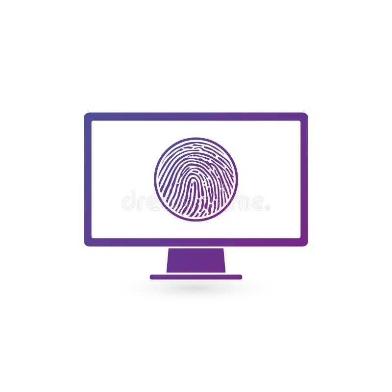Reconocimiento en el monitor de computadora, concepto de la huella dactilar de los datos de la seguridad ejemplo del vector isola ilustración del vector Reconocimiento en el monitor de computadora, concepto de la huella dactilar de los datos de la seguridad ejemplo del vector isola ilustración del vector