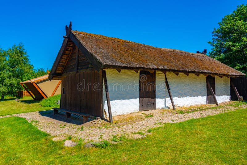 Reconstructed Viking Houses at Denmark Stock Photo Image