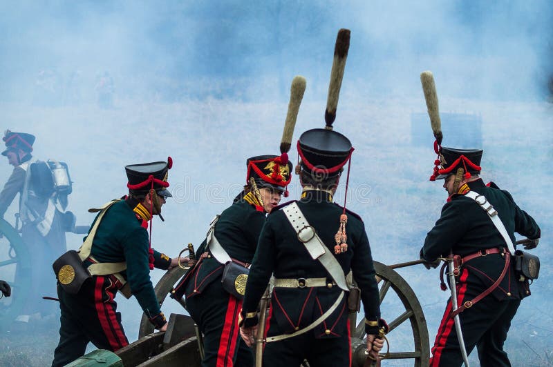 Reconstruction of the battle of Russian and Napoleonic troops near the Russian city of Maloyaroslavets October 23, 2016.