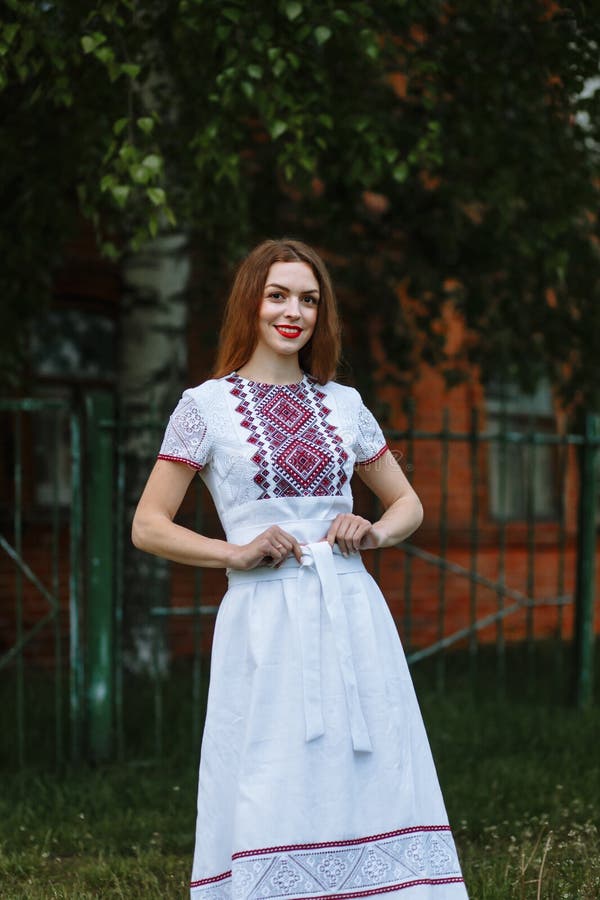 A Girl in Russian Embroidered Traditional Dress Stock Image - Image of ...