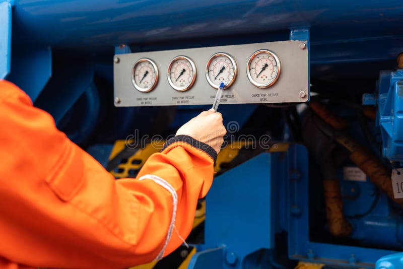 Recording Pressure of the Pumping Unit. Stock Photo Image of