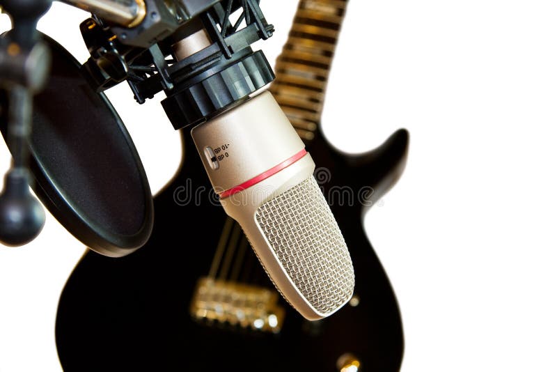 Microphone and guitar stock photo. Image of studio, compose 2430764