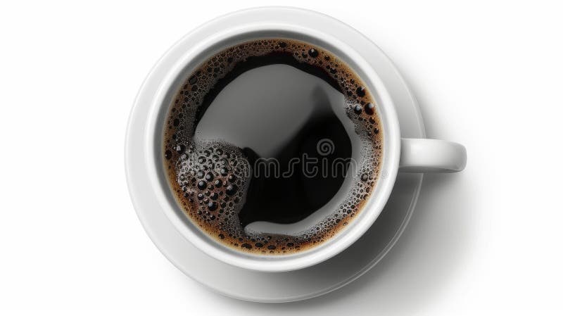 Clipped path of a white cup of black coffee isolated on a white background. AI generated. Clipped path of a white cup of black coffee isolated on a white background. AI generated