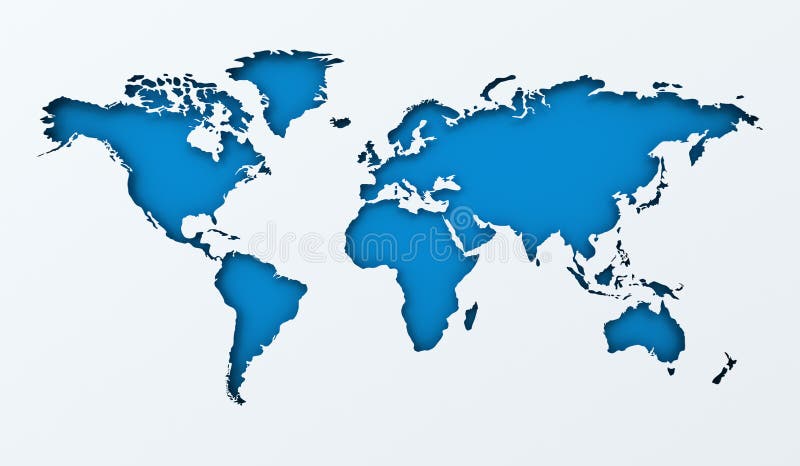 Recorte de papel del mapa del mundo con el fondo azul libre illustration Recorte de papel del mapa del mundo con el fondo azul libre illustration