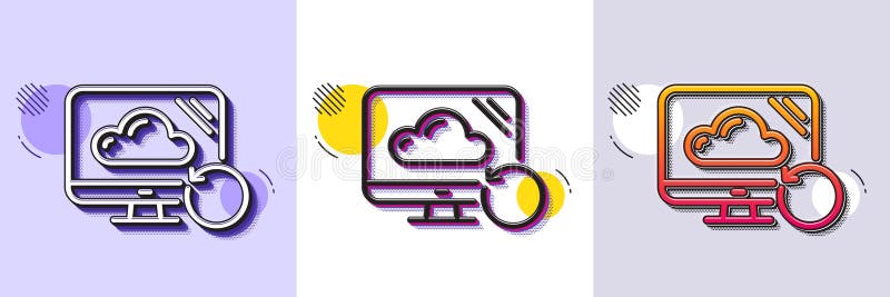 Recovery cloud line icon. Backup data sign. Restore information. Halftone dotted pattern. Vector vector illustration