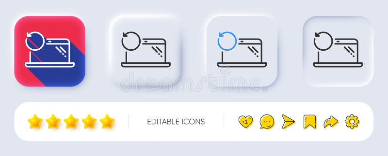 Recovery laptop line icon. Backup data sign. Restore smartphone information. Neumorphic buttons. Vector vector illustration
