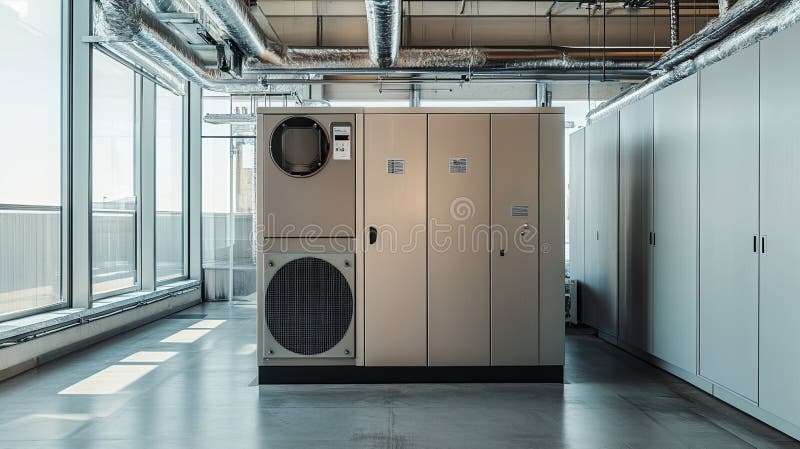 Recovery ventilator block, isolated in clean interior. royalty free illustration