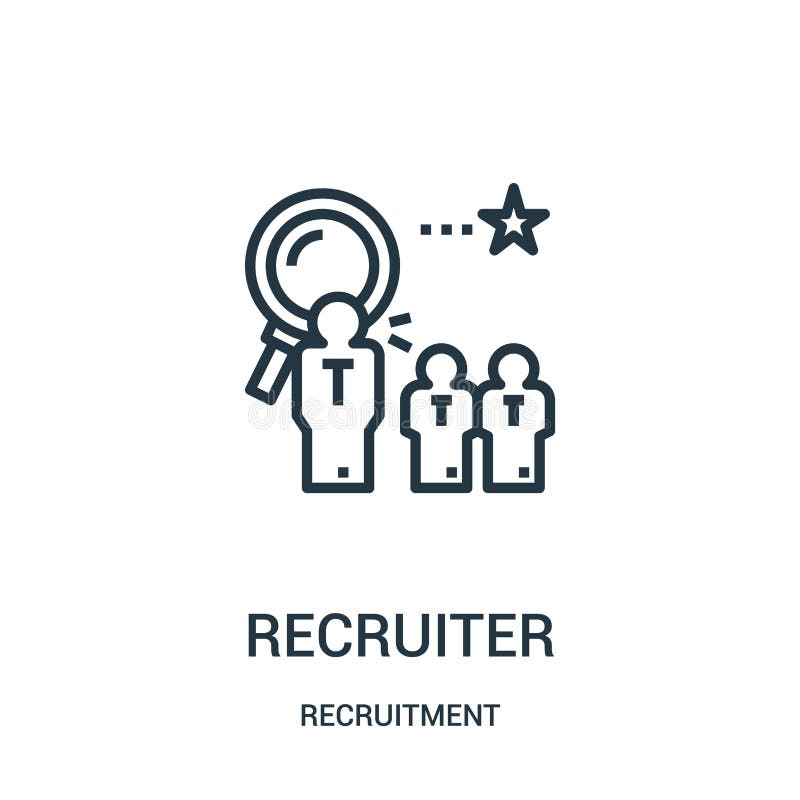 recruiter pictogramvector van rekruteringsinzameling De dunne lijnrecruiter vectorillustratie van het overzichtspictogram royalty-vrije illustratie recruiter pictogramvector van rekruteringsinzameling De dunne lijnrecruiter vectorillustratie van het overzichtspictogram royalty-vrije illustratie