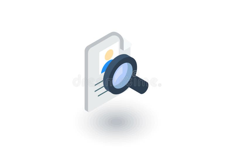 Recruitment, resume search, job, selecting staff isometric flat icon. 3d vector royalty free illustration Recruitment, resume search, job, selecting staff isometric flat icon. 3d vector royalty free illustration