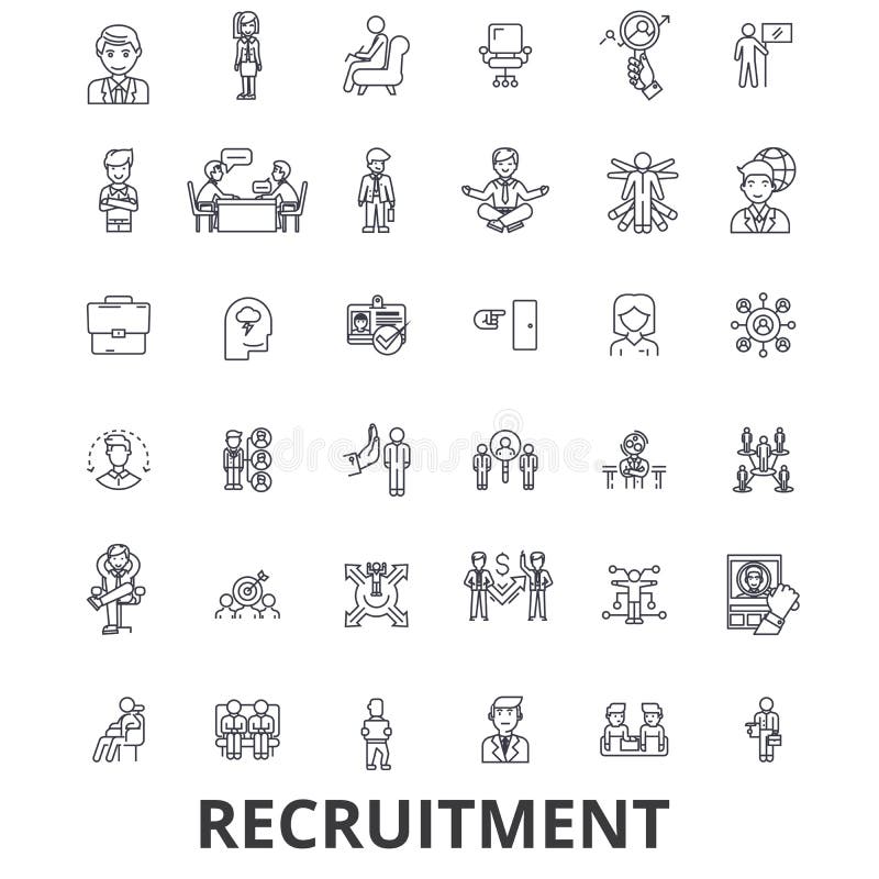 Recrutement, louant, ressources humaines, carrière, entrevue, emploi, ligne de personnel icônes Courses Editable Conception plate illustration de vecteur Recrutement, louant, ressources humaines, carrière, entrevue, emploi, ligne de personnel icônes Courses Editable Conception plate illustration de vecteur