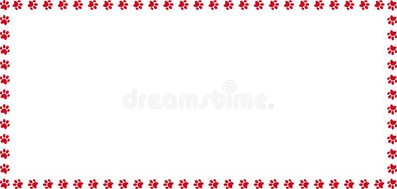 Download Rectangle Border Made Of Red Animal Paw Prints On White ...