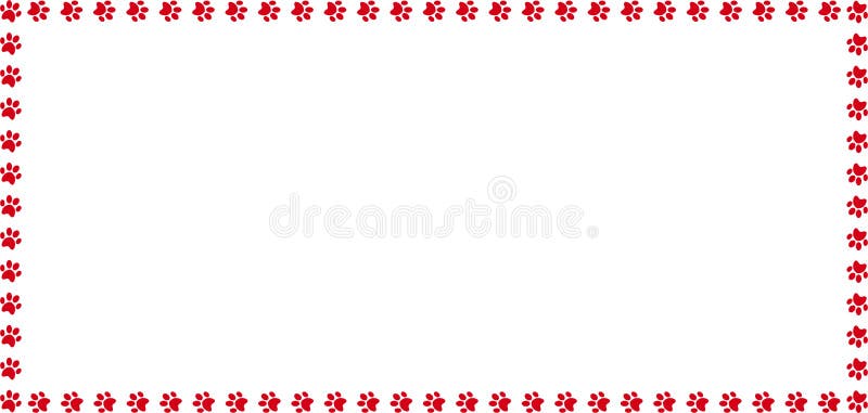 Download Rectangle Border Made Of Red Animal Paw Prints On White ...