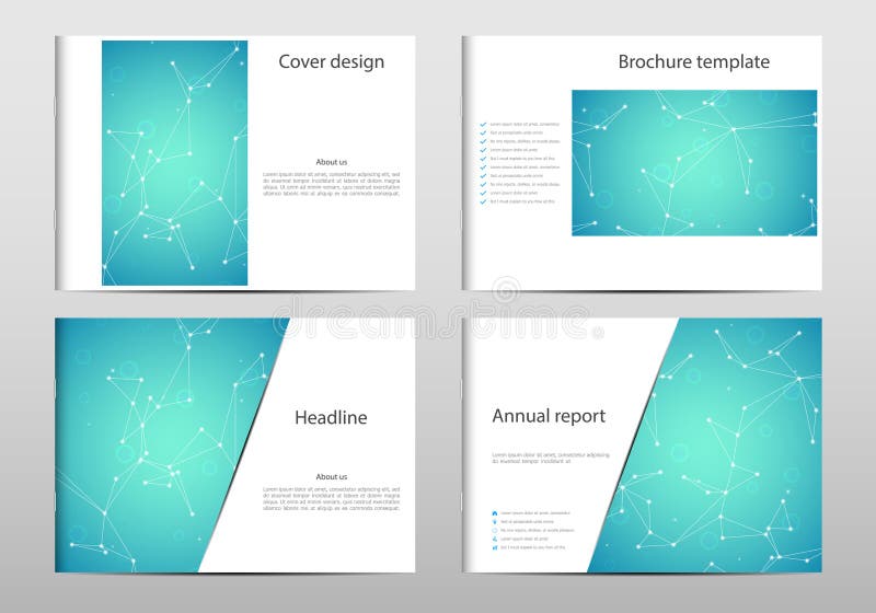Rectangle brochure template layout, cover, annual report, magazine in A4 size with molecule dna structure. Geometric vector illustration Rectangle brochure template layout, cover, annual report, magazine in A4 size with molecule dna structure. Geometric vector illustration