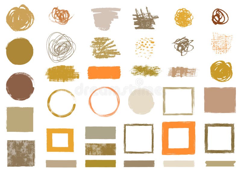 Vector pencil scribbles, round and rectangular frames and borders, labels and notes vector illustration