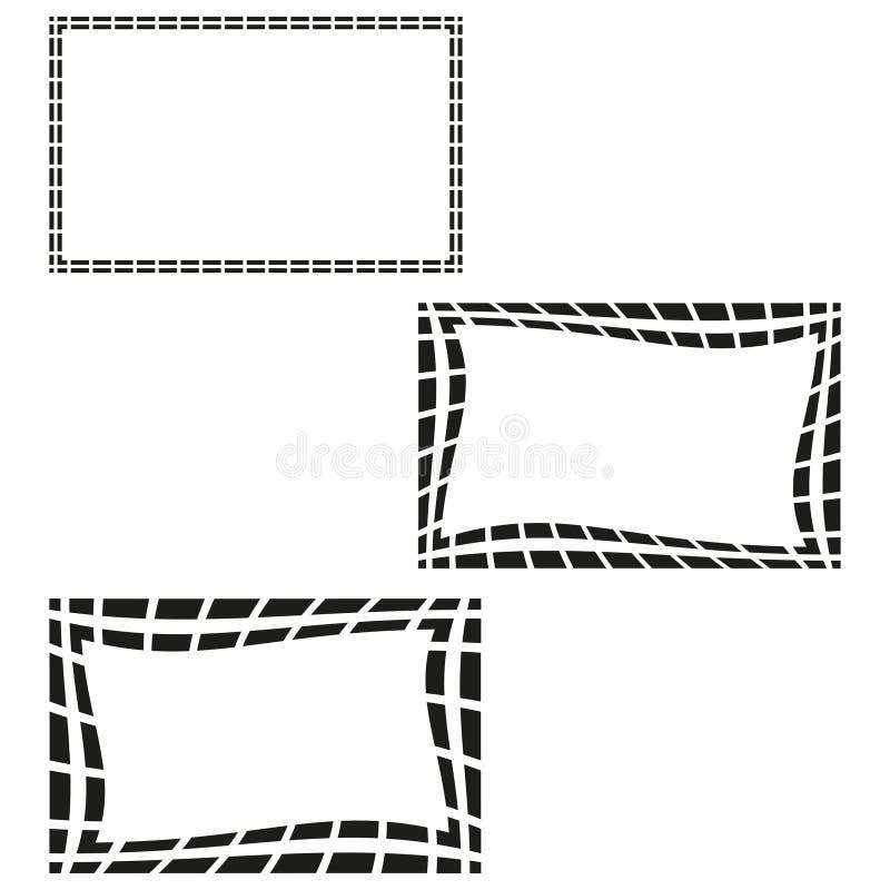 Rectangle line frame. Grid mesh symbol. Distorted outline shapes. Vector border glitch. stock illustration