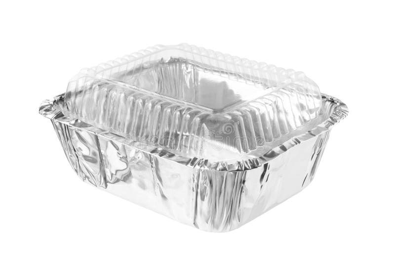 Rectangular Aluminium Foil Tray Clear Cover Isolated on White Ba Stock Image Image of tray