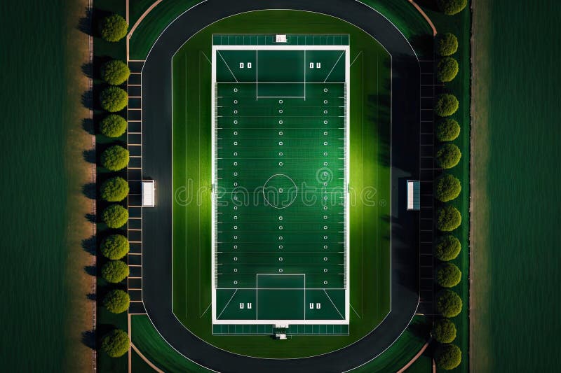 Rectangular Area of Large Football Stadium, Top View, Generative Ai
