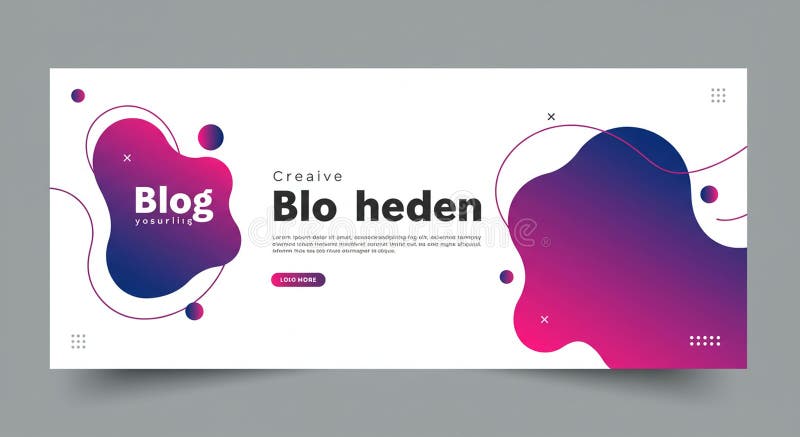 A rectangular banner design features abstract, blob-like shapes in gradient colors of royalty free illustration