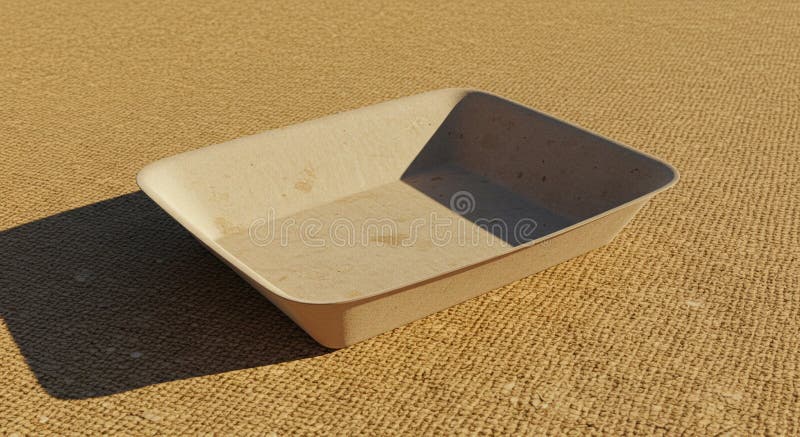 A rectangular, biodegradable, disposable plate made of natural fiber material is placed royalty free illustration