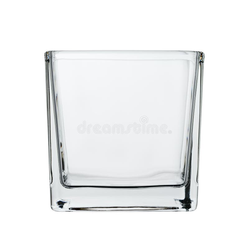 Rectangular Decorative Vase Glass. Empty, Closeup on a White Background Stock Image Image of
