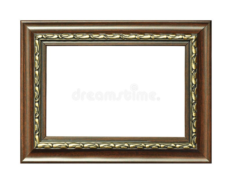 Rectangular Empty Wooden and Gold Gilded Ornamental Frame Stock Image ...