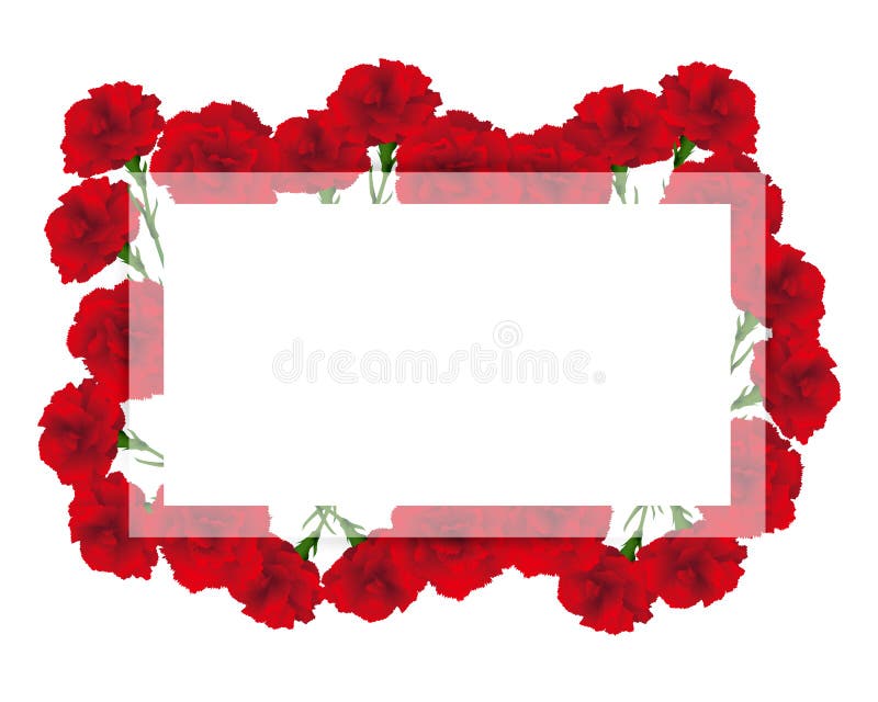 Frame with red carnations stock illustration. Illustration of flora