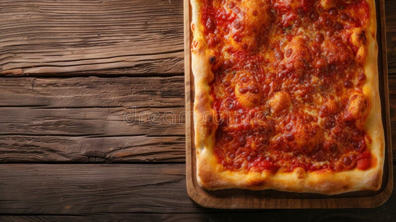 A Rectangular Sicilian Pizza with a Thick, Golden-brown Crust and ...