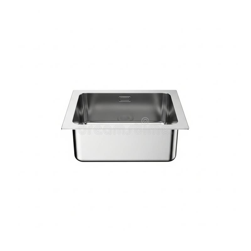 Rectangular stainless steel sink with a smooth, reflective surface. The sink is designed for undermount installation, featuring clean, sharp edges and a flat rim. The interior appears deep with a visible drainage area in the center. Its durable, corrosion-resistant material is ideal for kitchen use, offering modern aesthetics and functional design. The sink's minimalist style suits contemporary kitchen settings. Sink ideal illustrations
