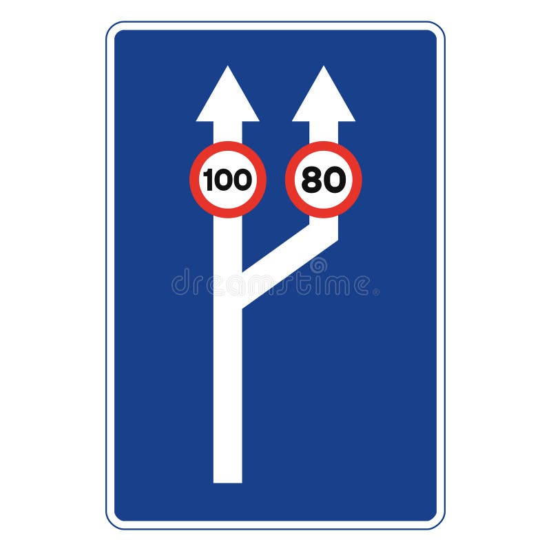 Rectangular traffic signal in blue and white, isolated on white background. Passage from one to two traffic lanes with maximun royalty free illustration Rectangular traffic signal in blue and white, isolated on white background. Passage from one to two traffic lanes with maximun royalty free illustration