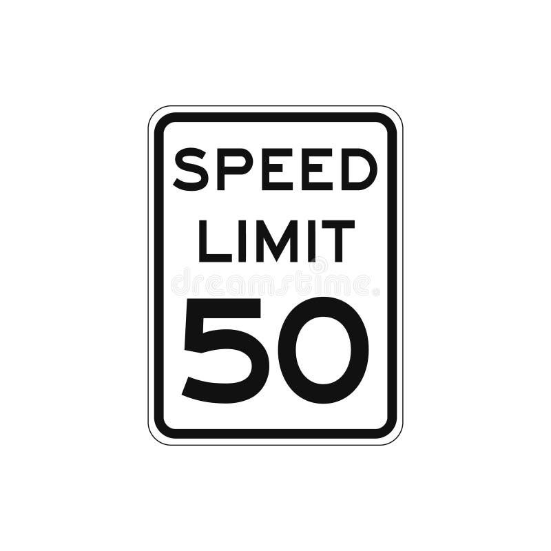 Rectangular traffic signal with white background and text in black, isolated on white background. Speed limit to fifty royalty free illustration Rectangular traffic signal with white background and text in black, isolated on white background. Speed limit to fifty royalty free illustration