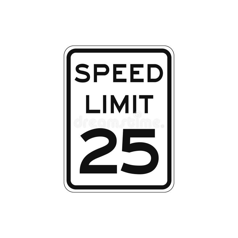 Rectangular traffic signal with white background and text in black, isolated on white background. Speed limit to twenty five vector illustration Rectangular traffic signal with white background and text in black, isolated on white background. Speed limit to twenty five vector illustration