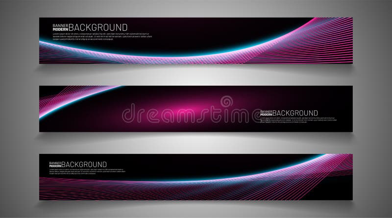 Rectangular vector banner design with line curved on a black background vector illustration
