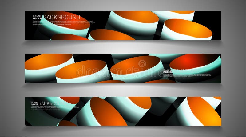 Rectangular vector banner. Geometric oval texture design on a black background vector illustration
