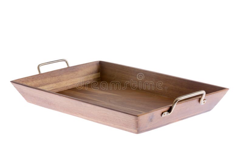 Rectangular Wooden Tray with Brass Handles Stock Photo Image of