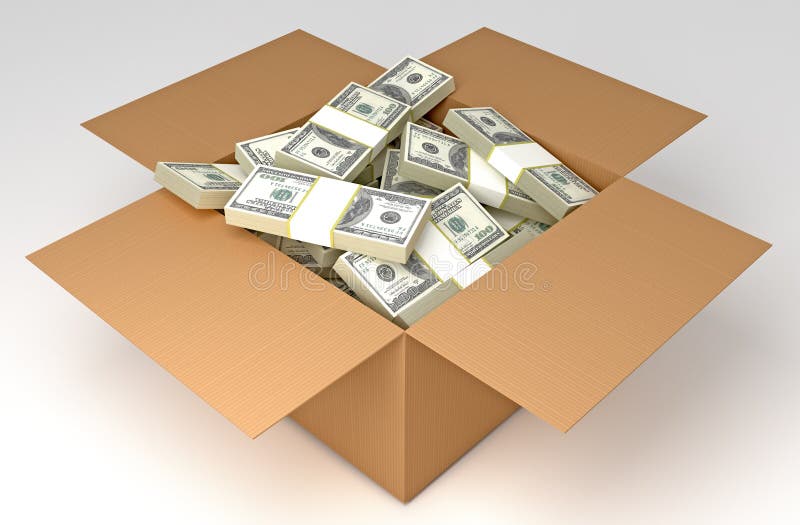 Money in the Box. HQ 3d Render. Include Clipping Path. Money in the Box. HQ 3d Render. Include Clipping Path