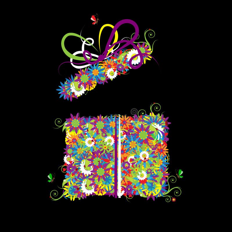 Rectángulo de regalo floral. ilustración del vector Rectángulo de regalo floral. ilustración del vector