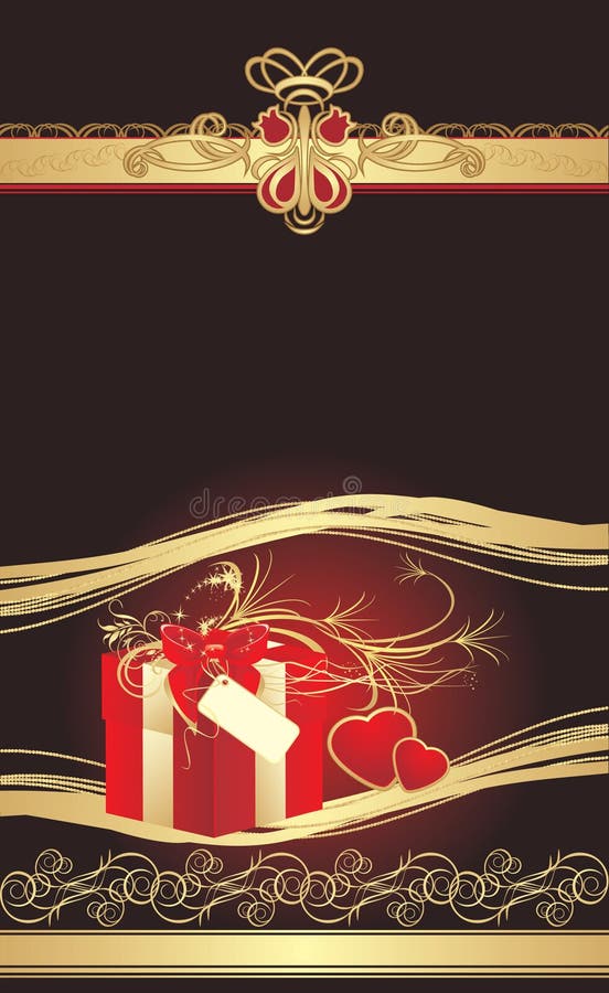 Rectángulo y corazones rojos decorativos con el ornamento gótico stock de ilustración Rectángulo y corazones rojos decorativos con el ornamento gótico stock de ilustración