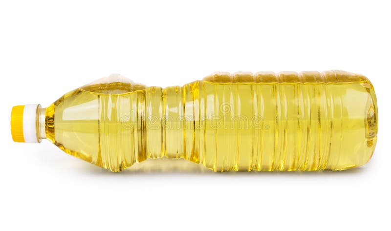 Recumbent plastic bottle of vegetable oil