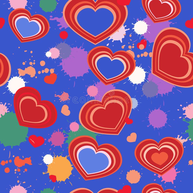 Seamless Background with Hearts and Splashes Stock Vector ...